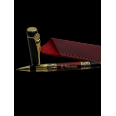 Luxury Engraved Rollerball Pen and Leather Case